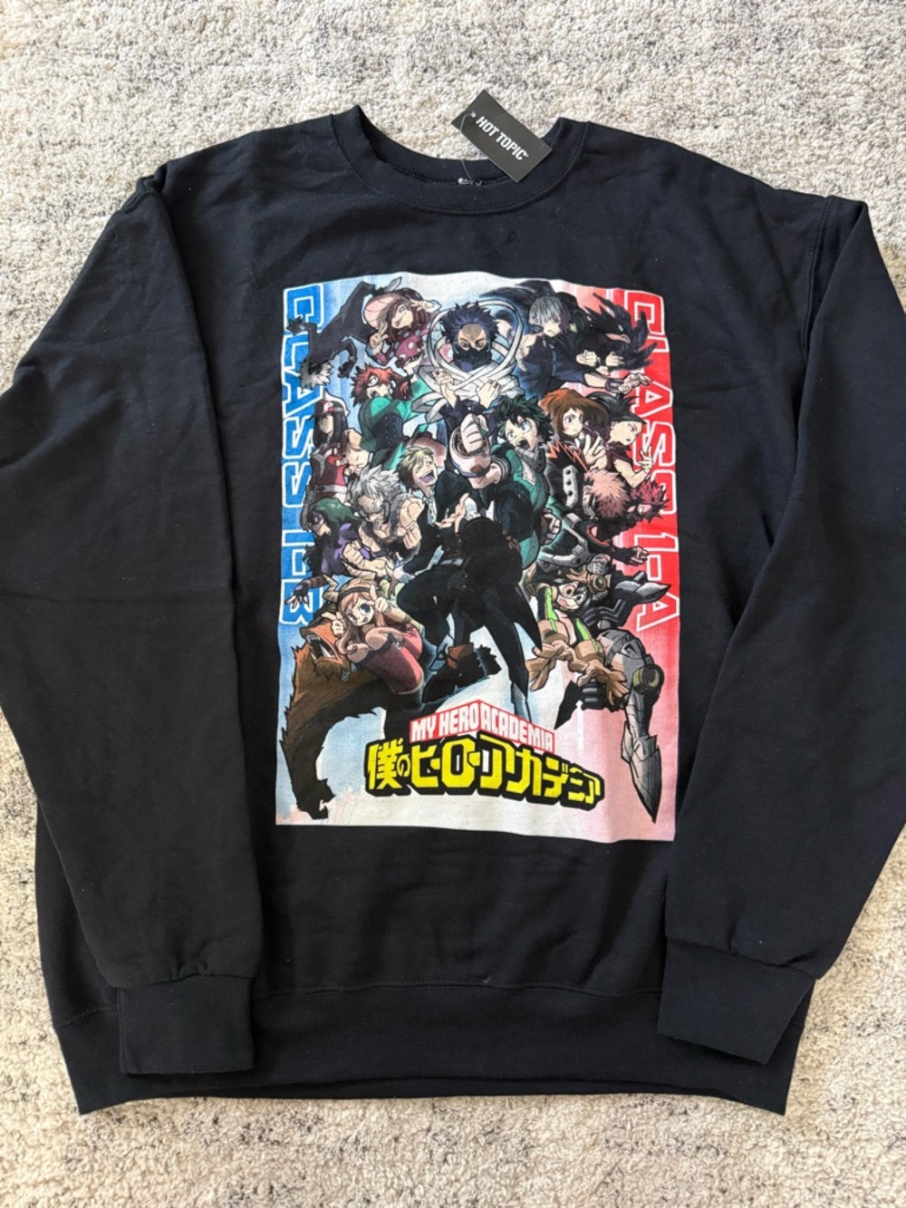 Hot Topic Black My Hero Academia Crewneck with Multicolor Graphic